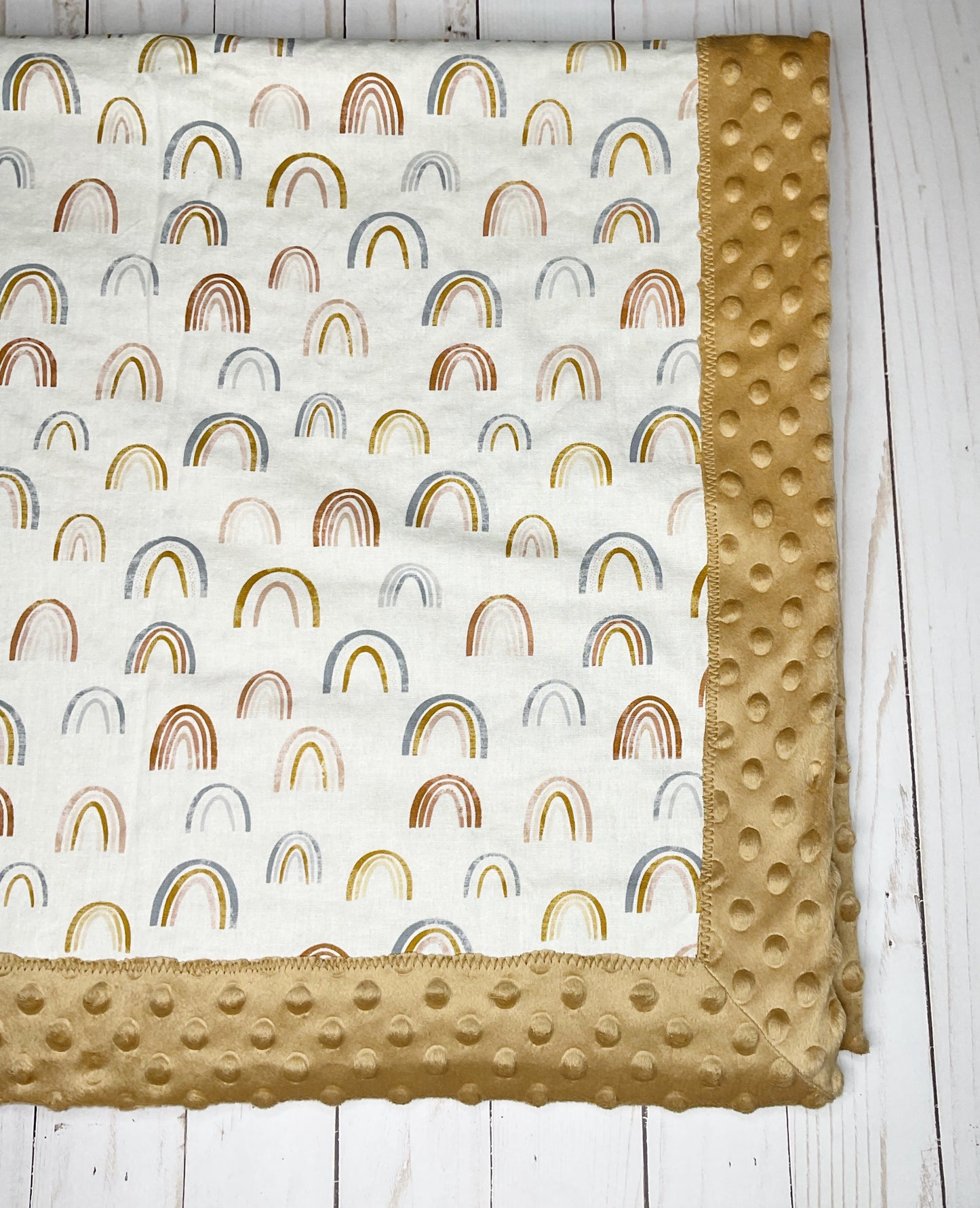 Neutral Rainbow Minky Blanket