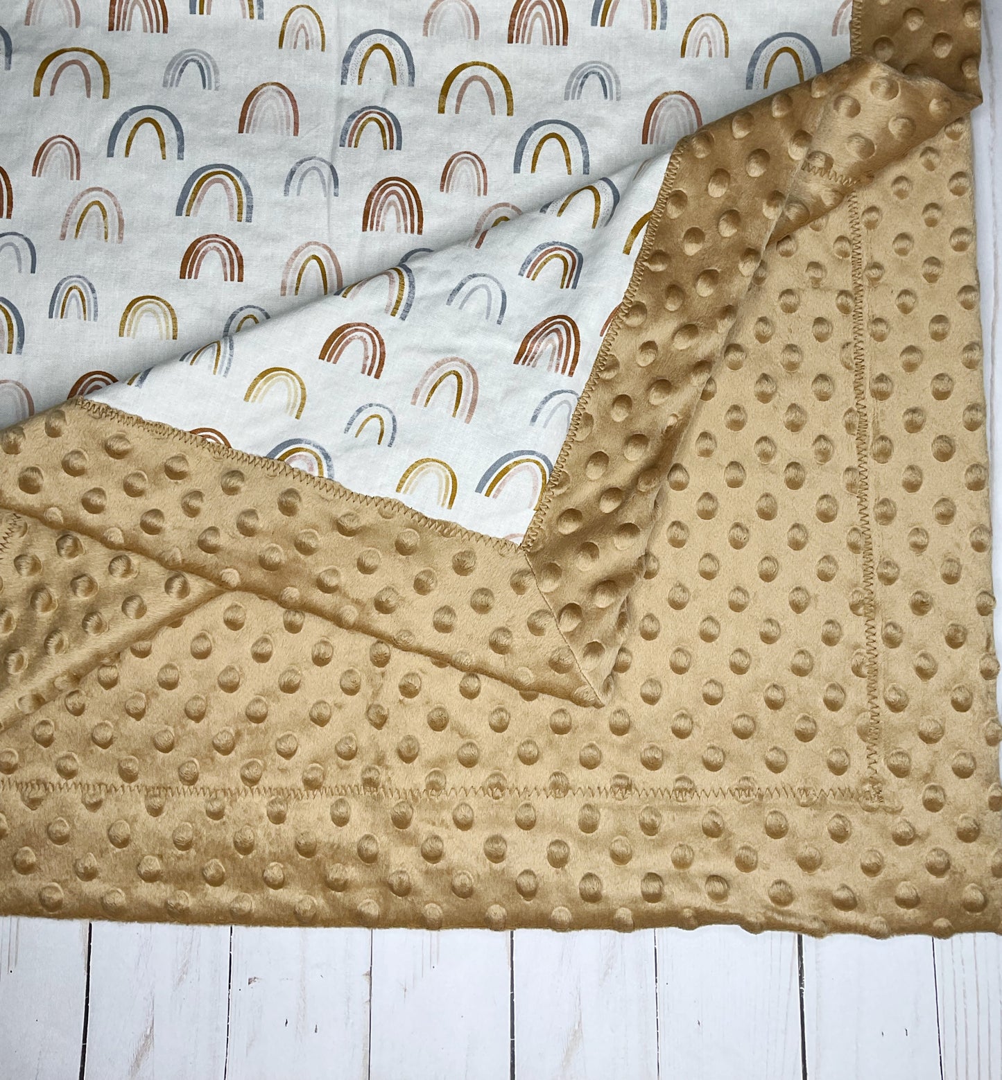 Neutral Rainbow Minky Blanket