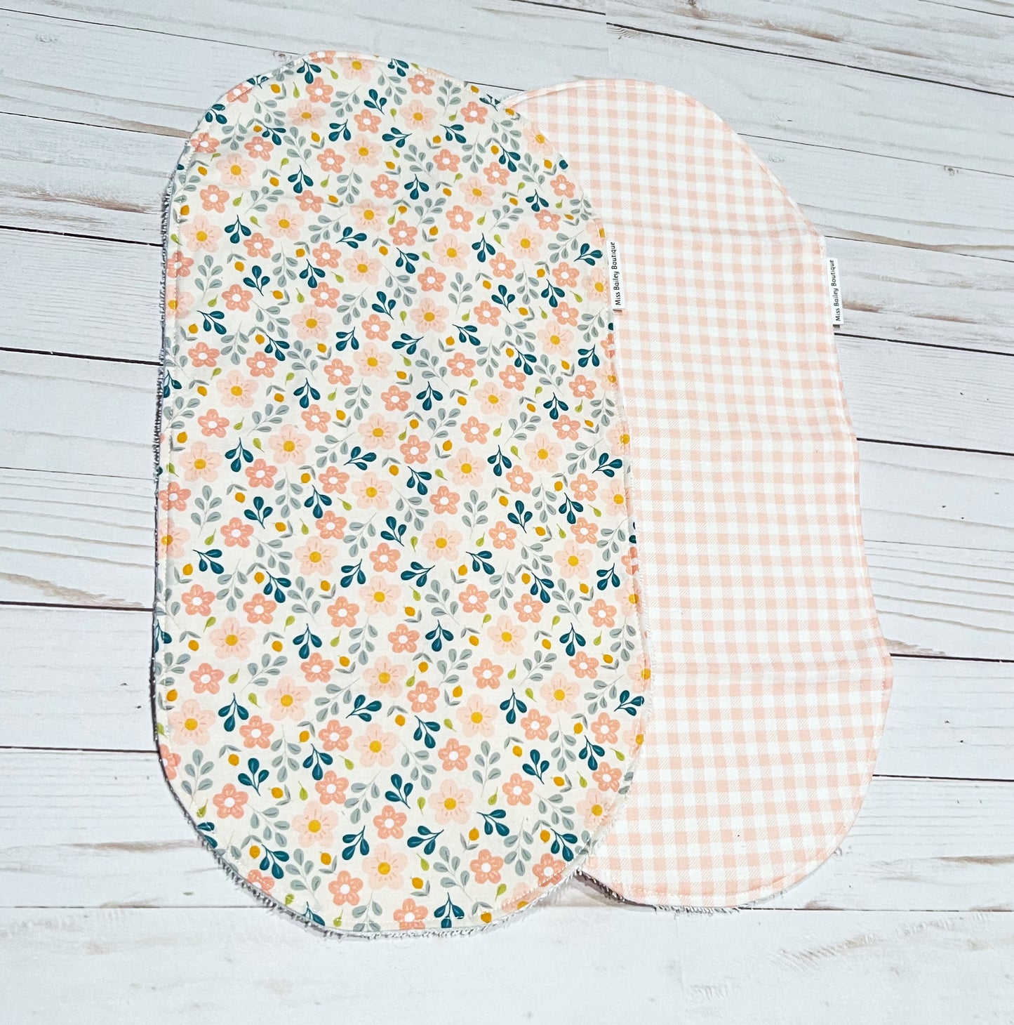 Pink Floral and Plaid Burp Cloth Set