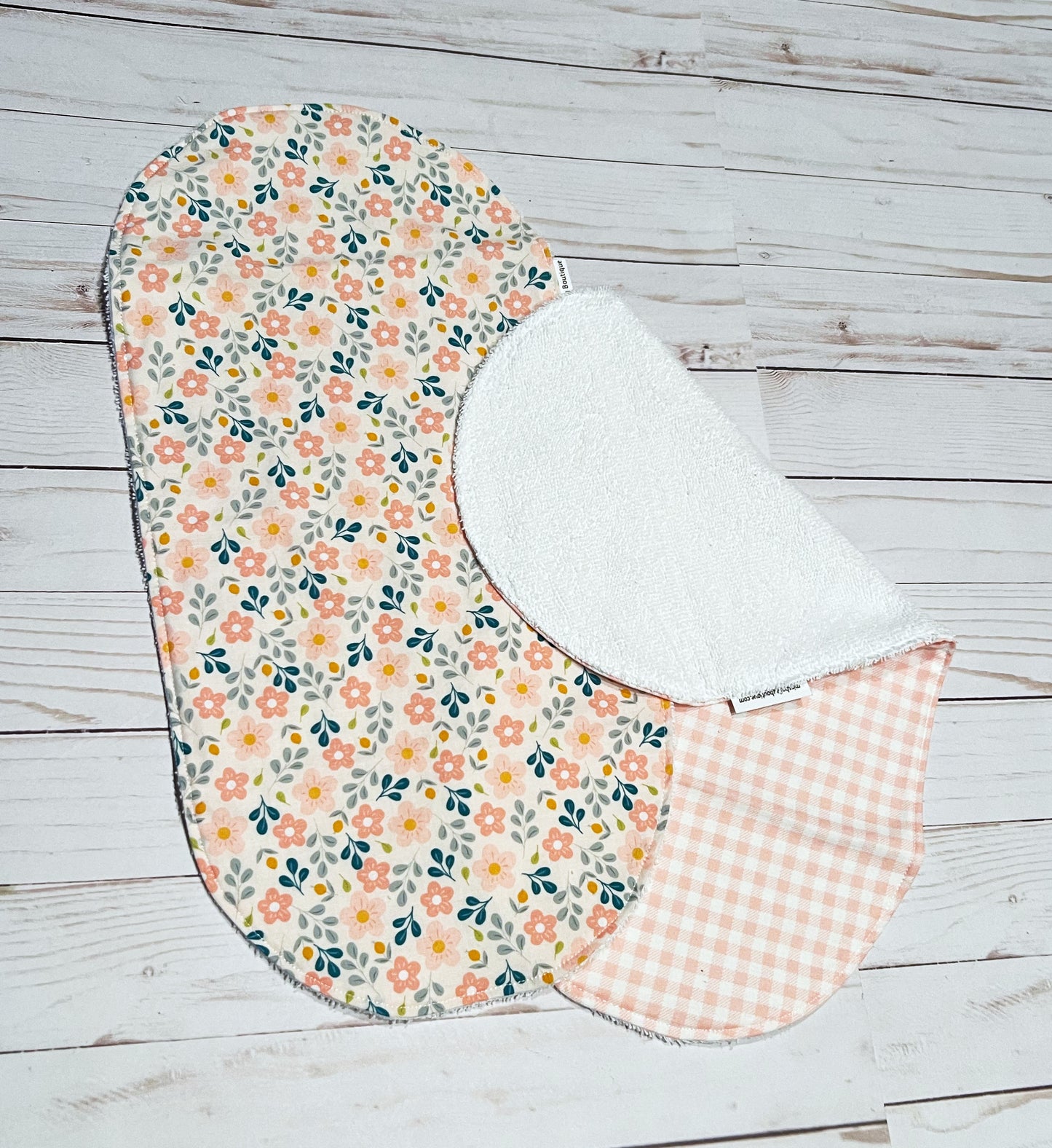 Pink Floral and Plaid Burp Cloth Set