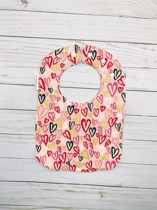 Red and Gold Hearts Valentines Bib