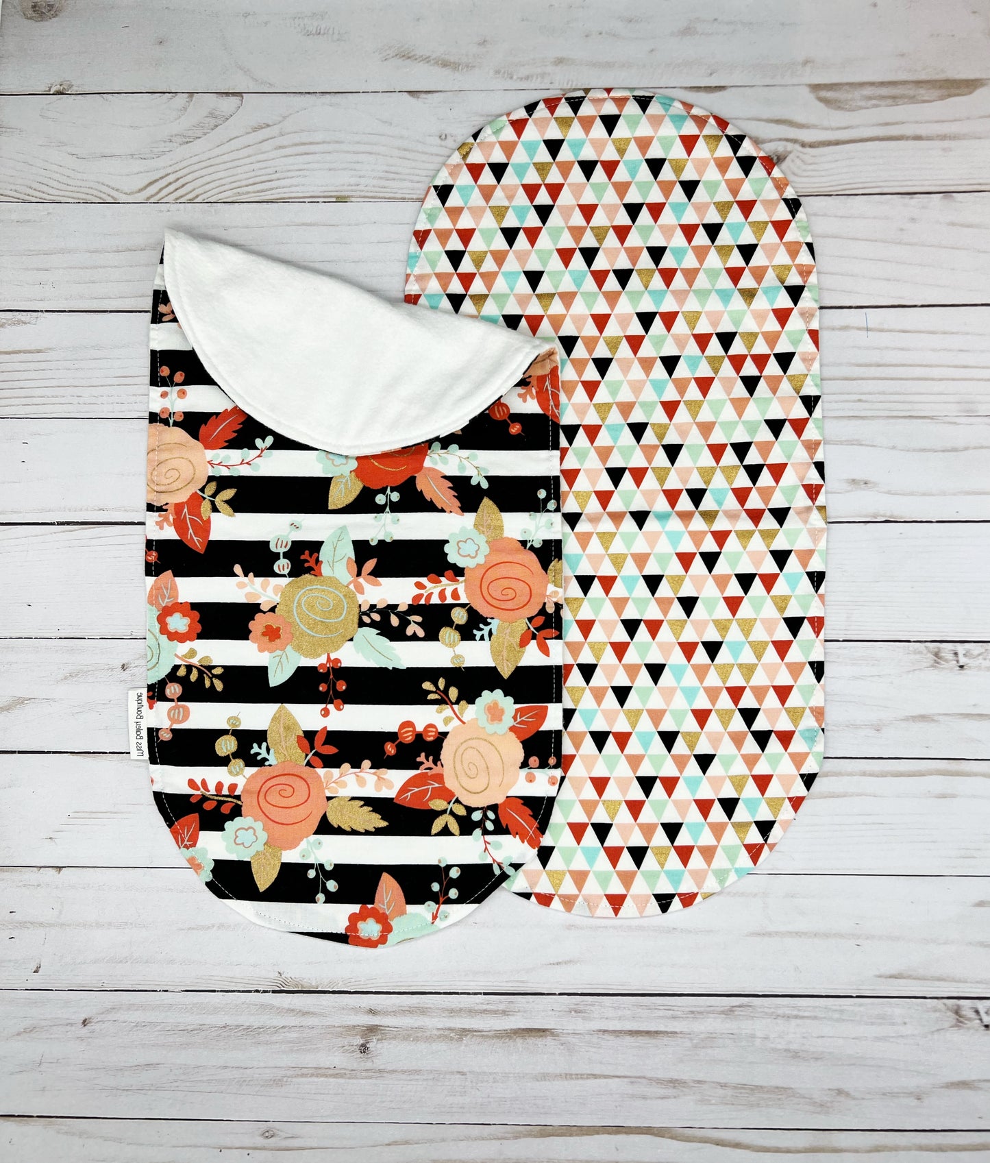 Pink and Gold Floral Burp Cloth Bundle