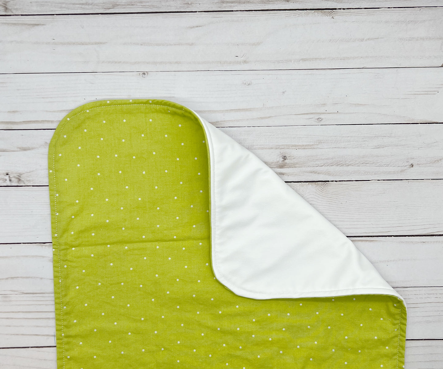 Green Changing Mat with Mini White Polka Dots