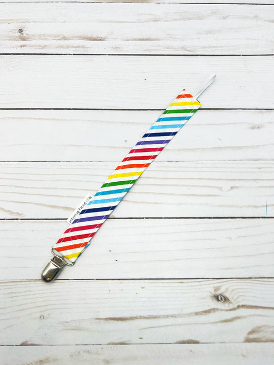 Rainbow Stripe Pacifier Clip
