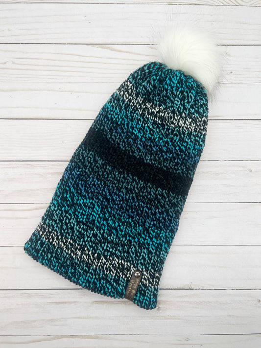 Blue Striped Knitted Beanie
