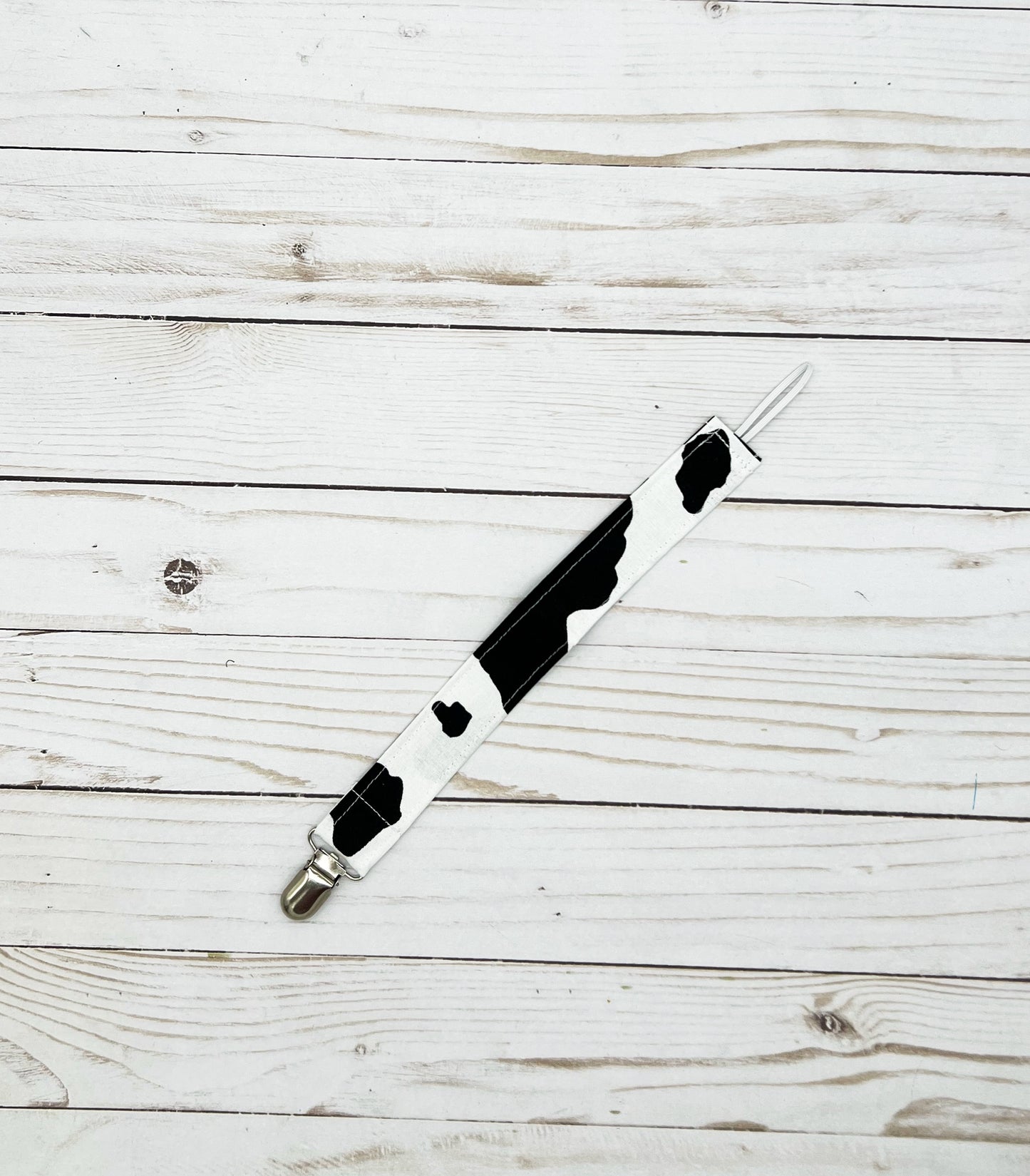 Cow Print Pacifier Clip