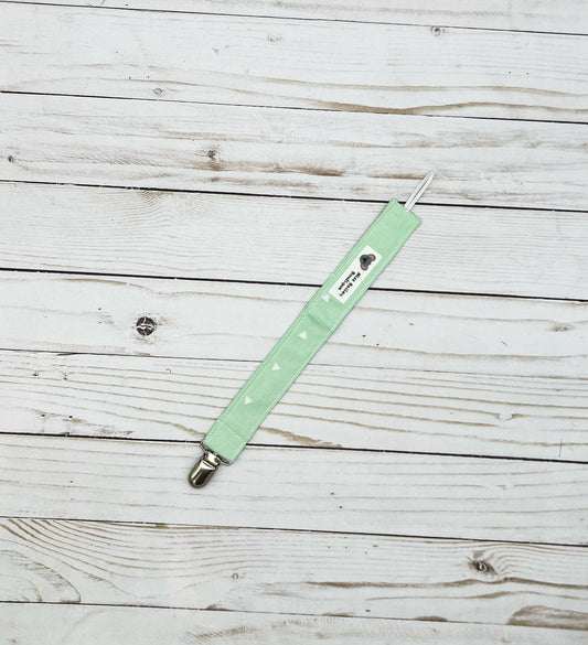 Mint Green with White Triangles Pacifier Clip