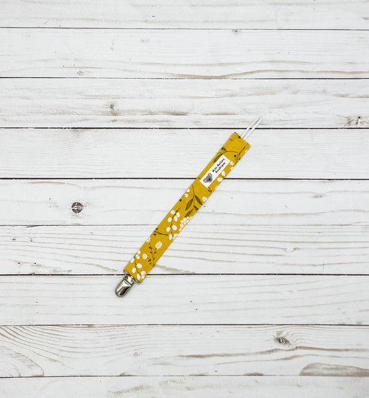 Mustard Floral Pacifier Clip