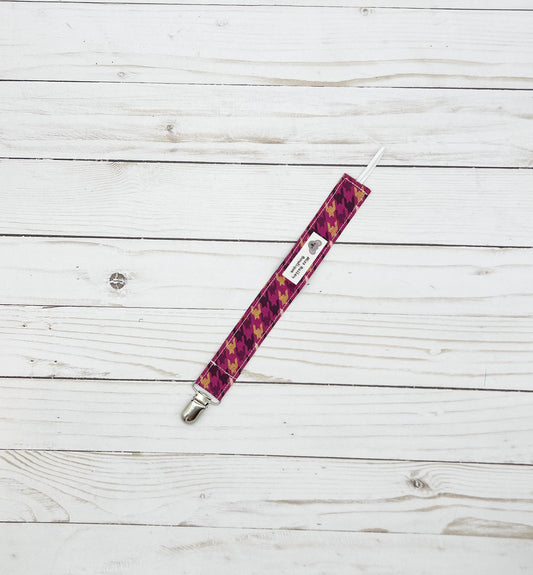 Purple Houndstooth Pacifier Clip