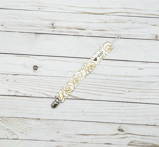 Gold Rose Pacifier Clip