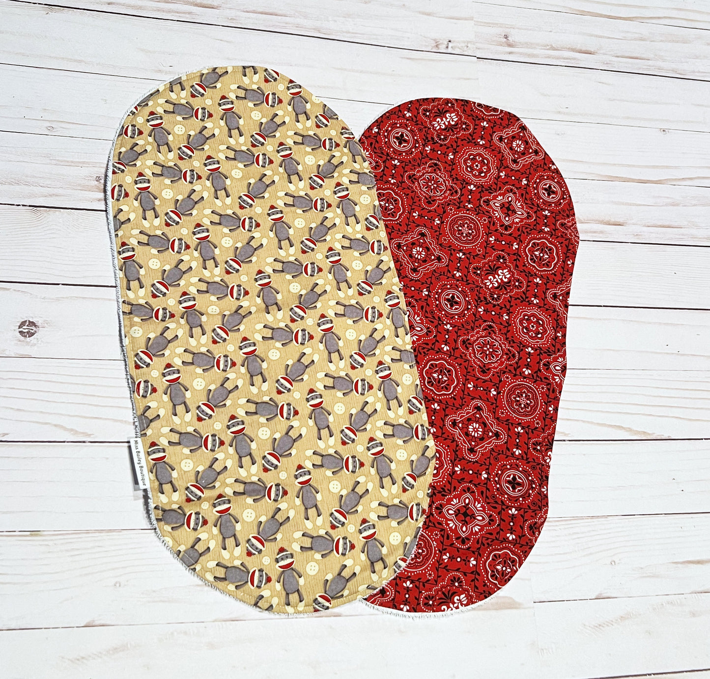 Sock Monkey Burp Cloth Set