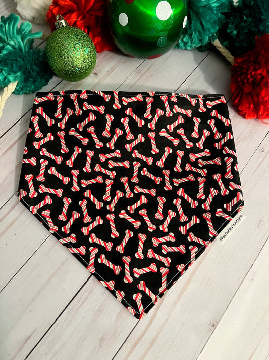 Candy Cane Dog Bones Bandana