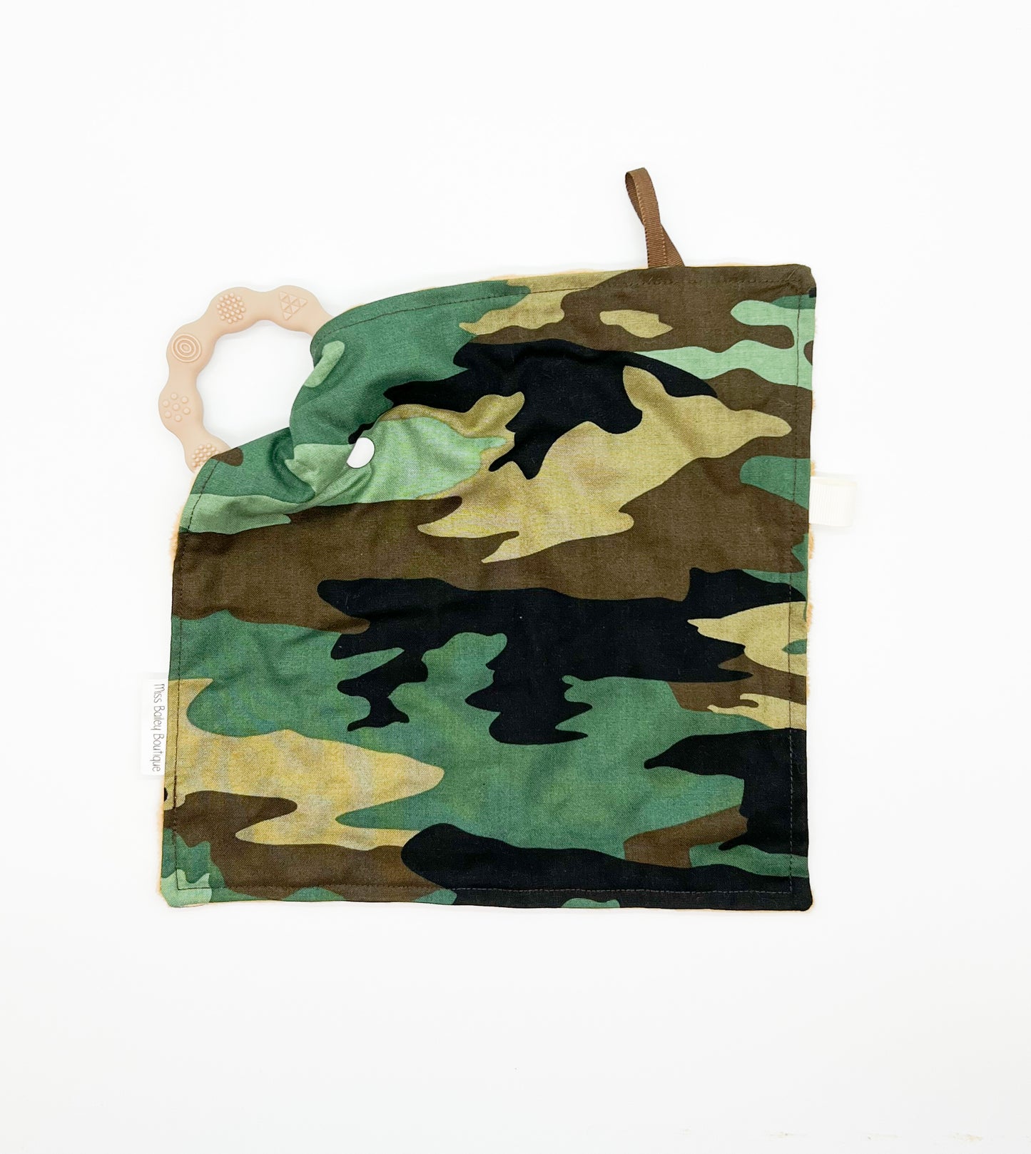 Camo Teething Ring Lovey Tag Blanket