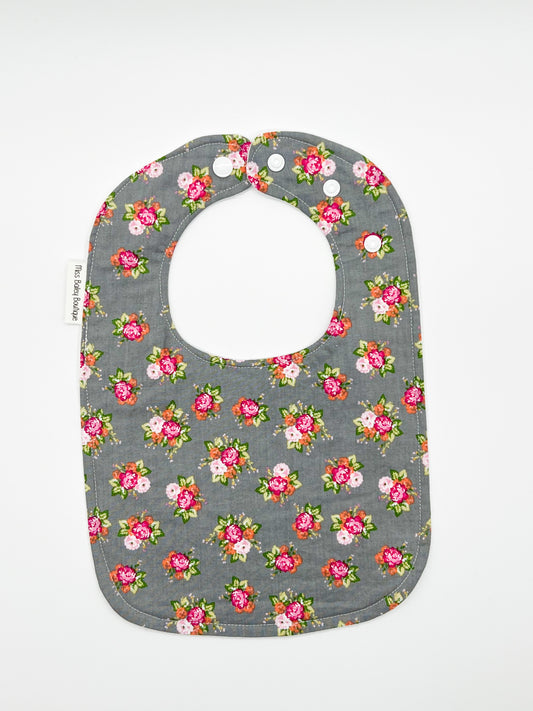 Floral on Gray Feeding Bib