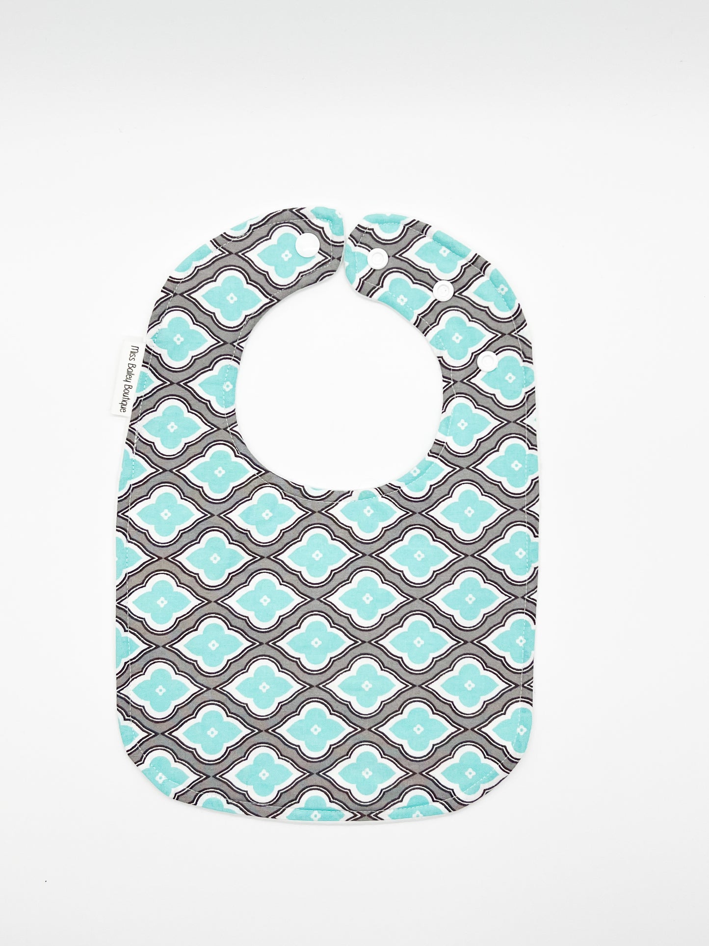 Gray and Aqua Feeding Bib