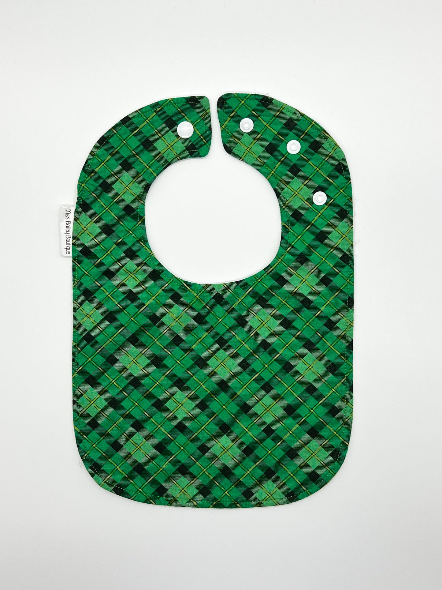 Dark Green Plaid Feeding Bib