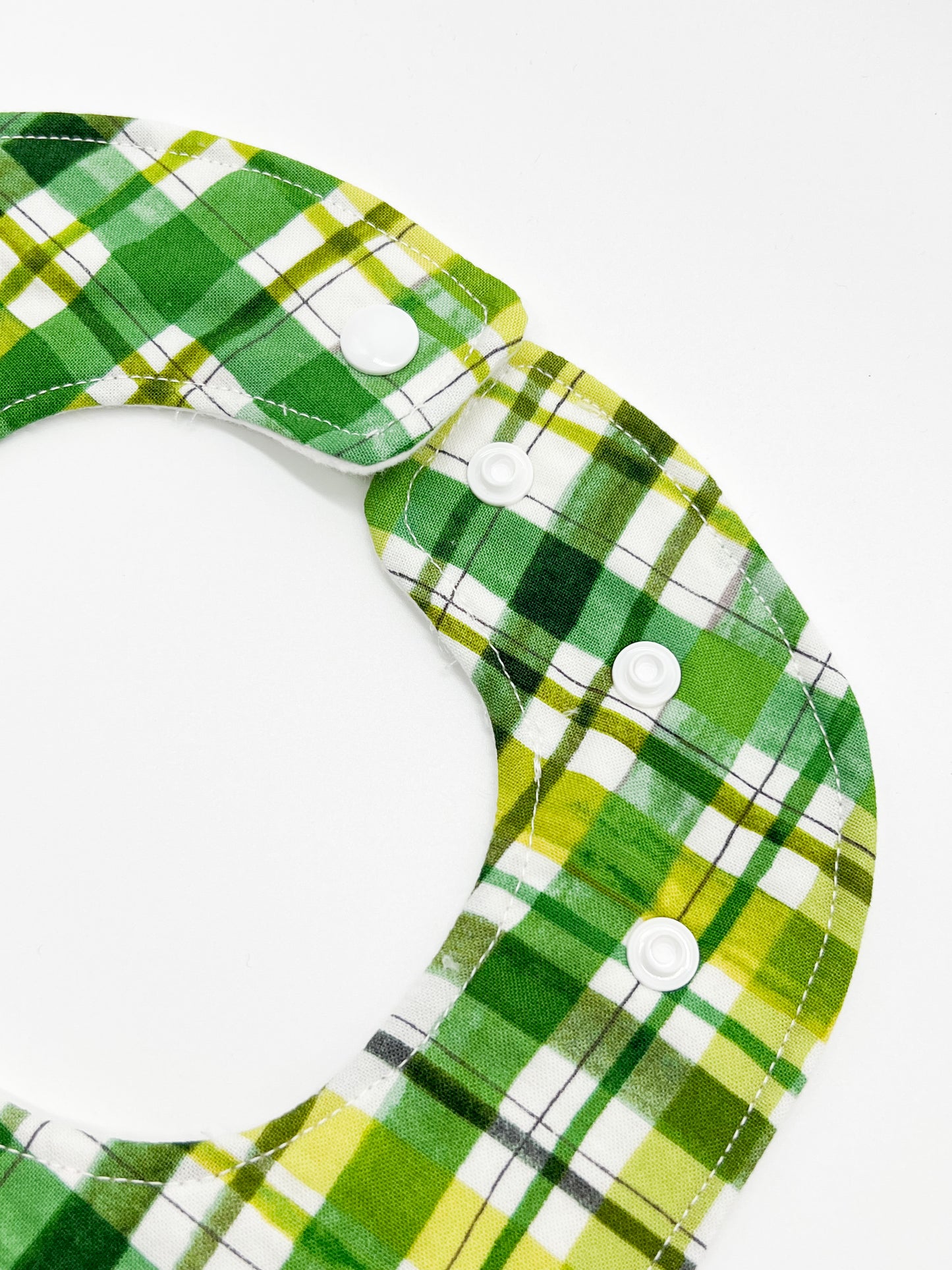 Light Green Plaid Feeding Bib