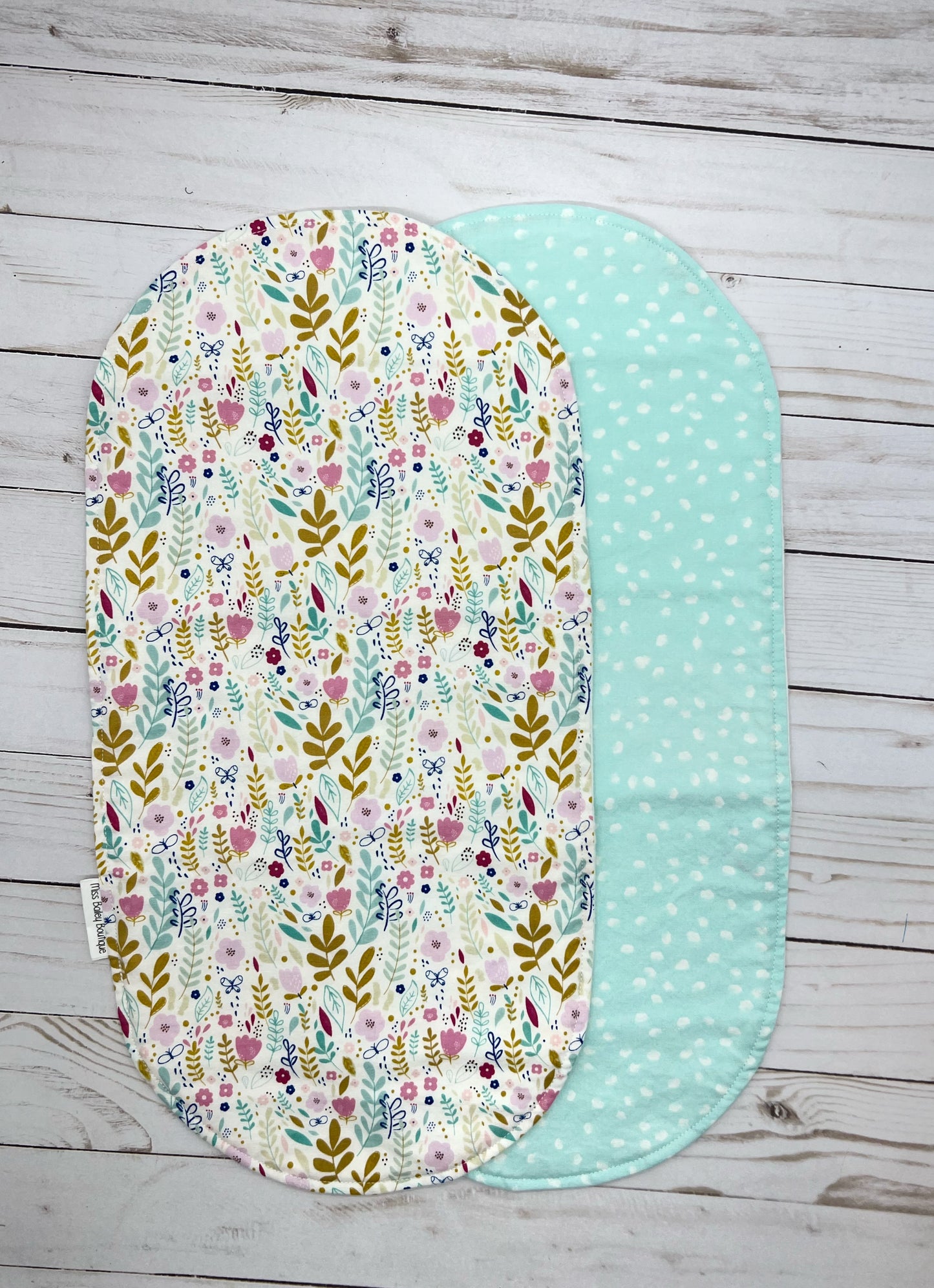 Aqua Wildflower Burp Cloth Bundle