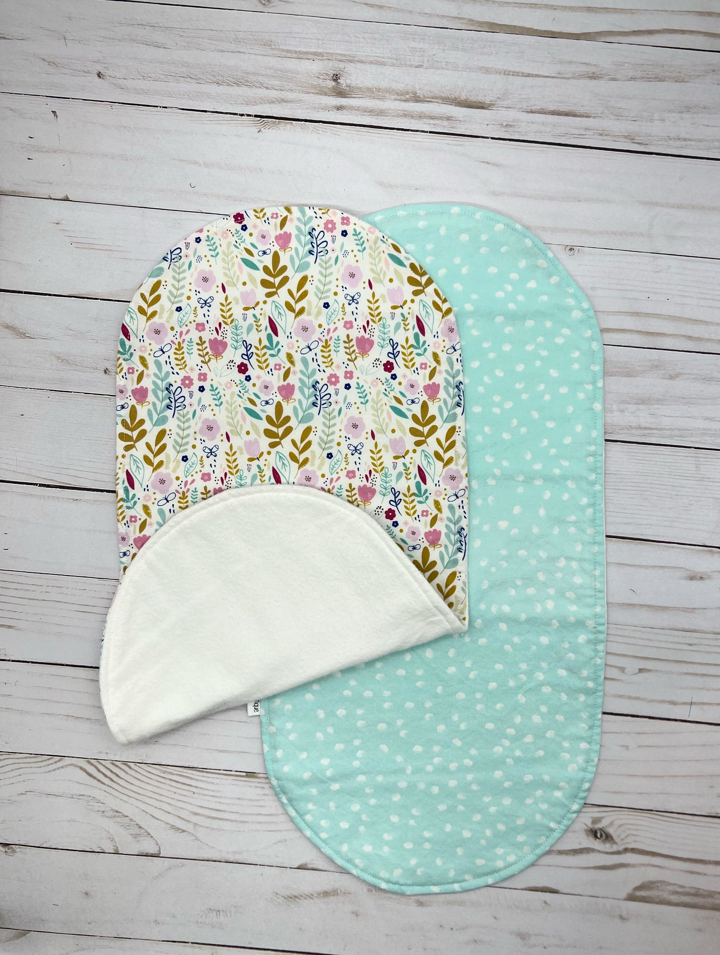 Aqua Wildflower Burp Cloth Bundle