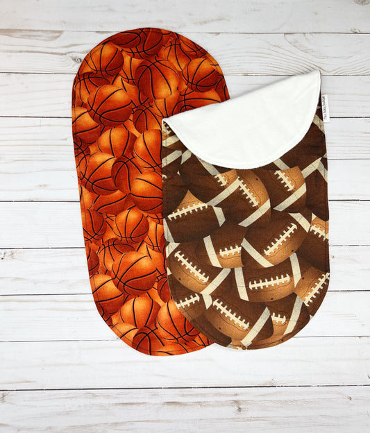 Football and Basketball Burp Cloths