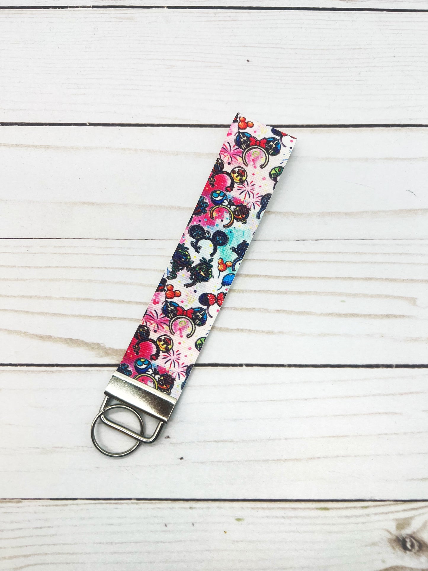 Watercolor Mouse Ears Wristlet Keychain