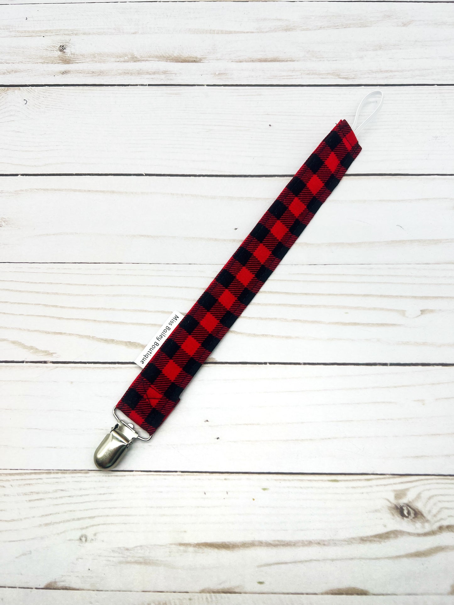 Buffalo Plaid Pacifier Clip