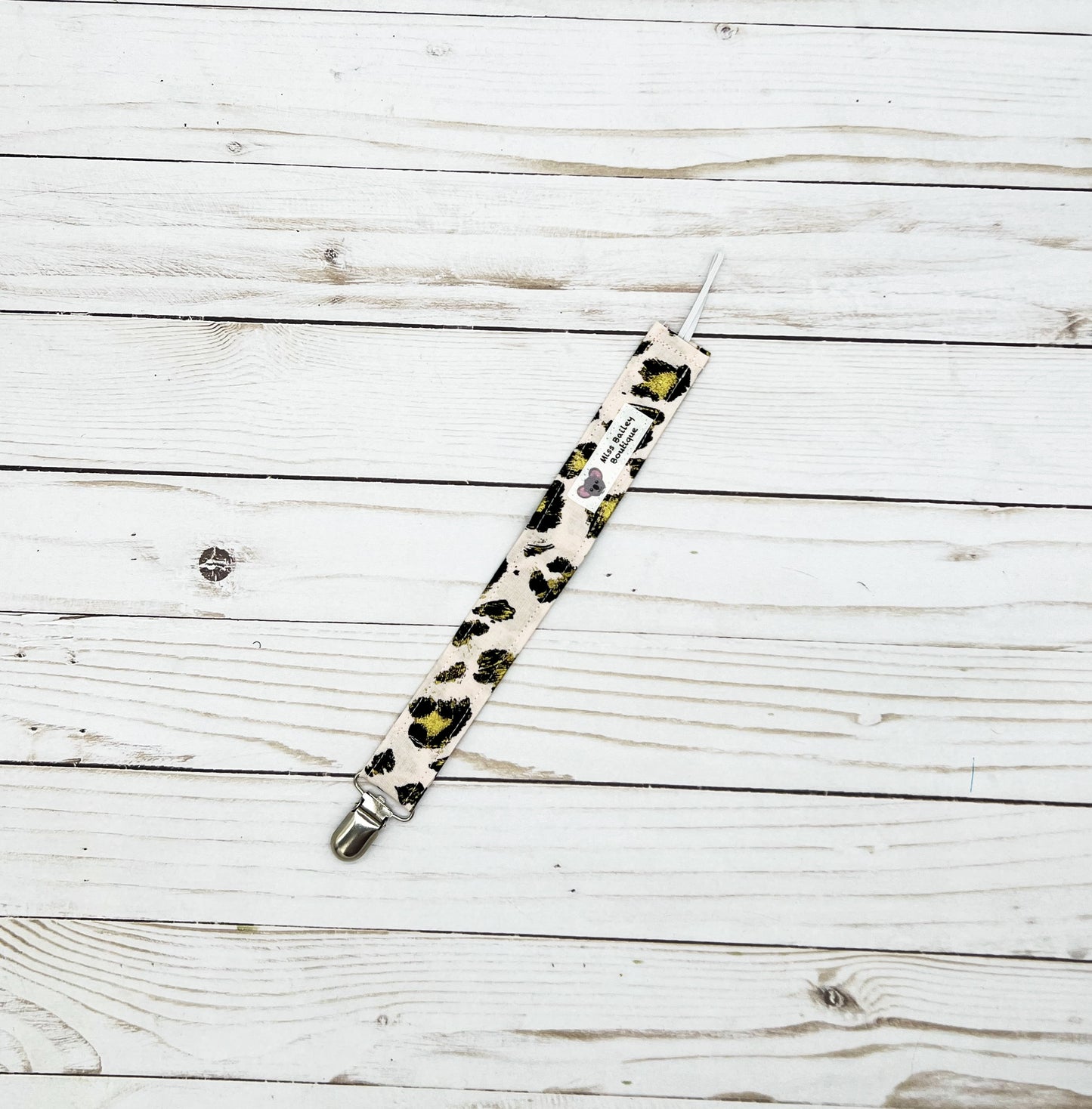 Pink Leopard Print Pacifier Clip